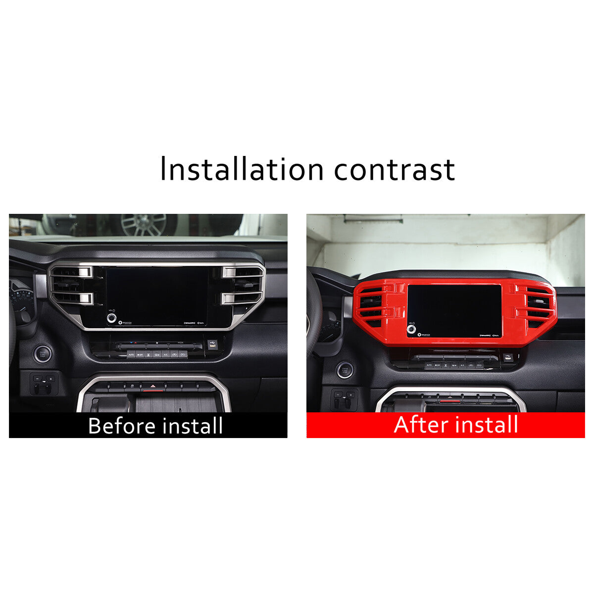3pcs Red Center Control Air Outlet Frame Cover Trim For Toyota Tundra 2022-2026 12