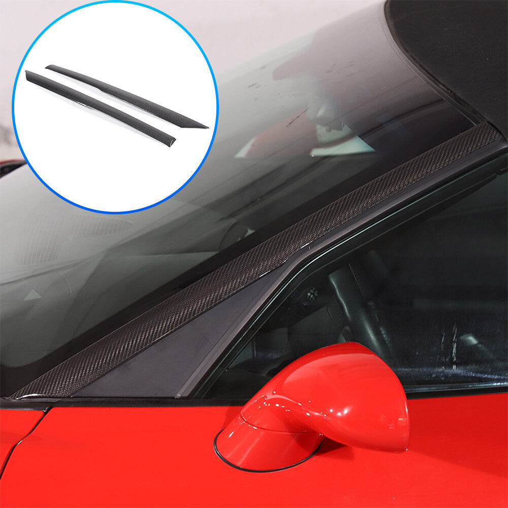 Real Carbon Fiber Exterior Windshield A-Pillar Cover Trim For Corvette C6 05-13 1