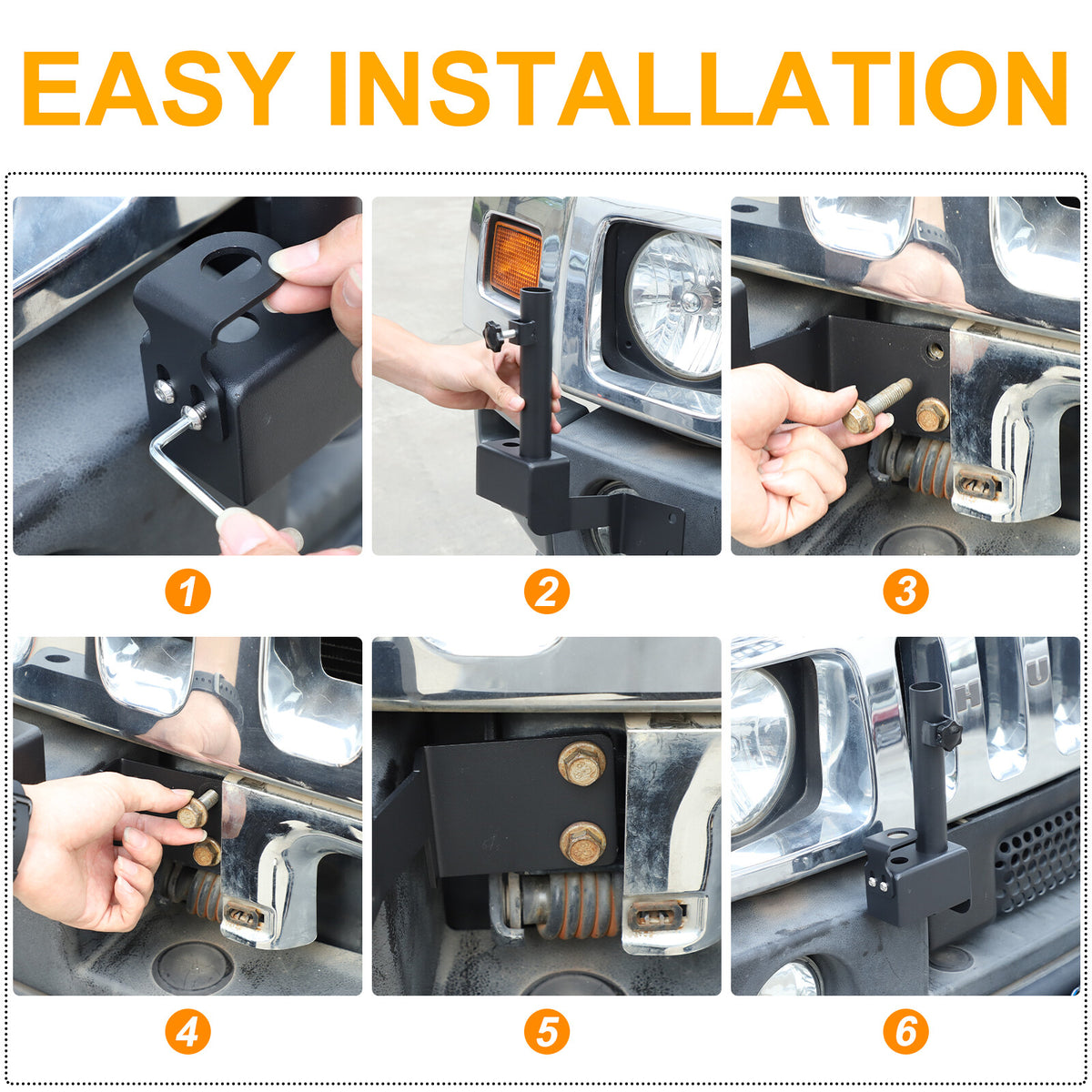 Front Bumper Flagpole Holder Antenna Mount Bracket For Hummer H2 2003-2009 19