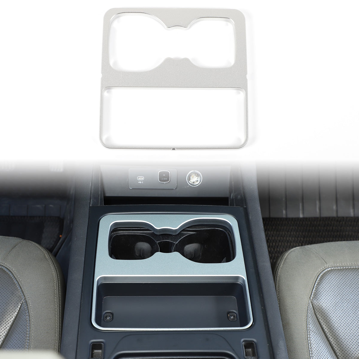 Silver Aluminum Cup Holder Elevation Pad Trim For LR Defender L663 2020-2021 3