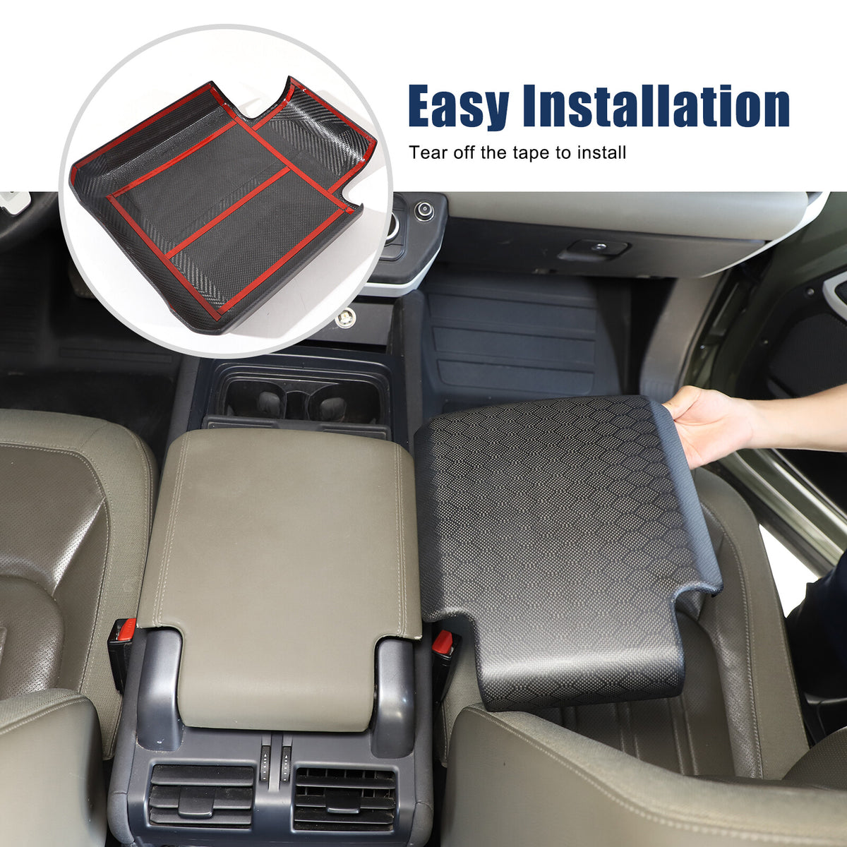 Matte Honeycomb Carbon Fiber Storage Armrest Cover For Land Rover Defender 2020+ 4