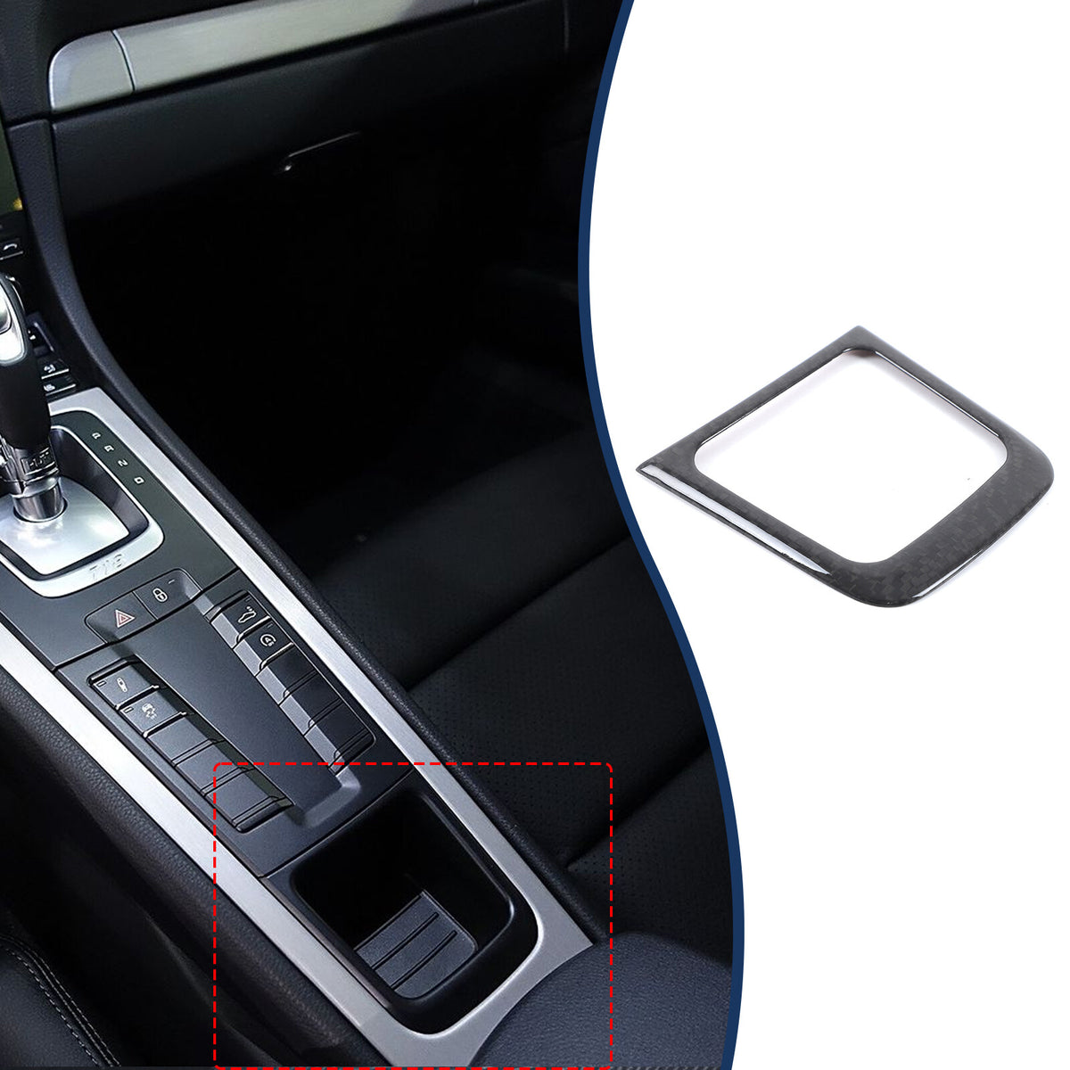Real Carbon Fiber Center Console Cup Holder Trim For Porsche 718 16-19/911 12-18 9