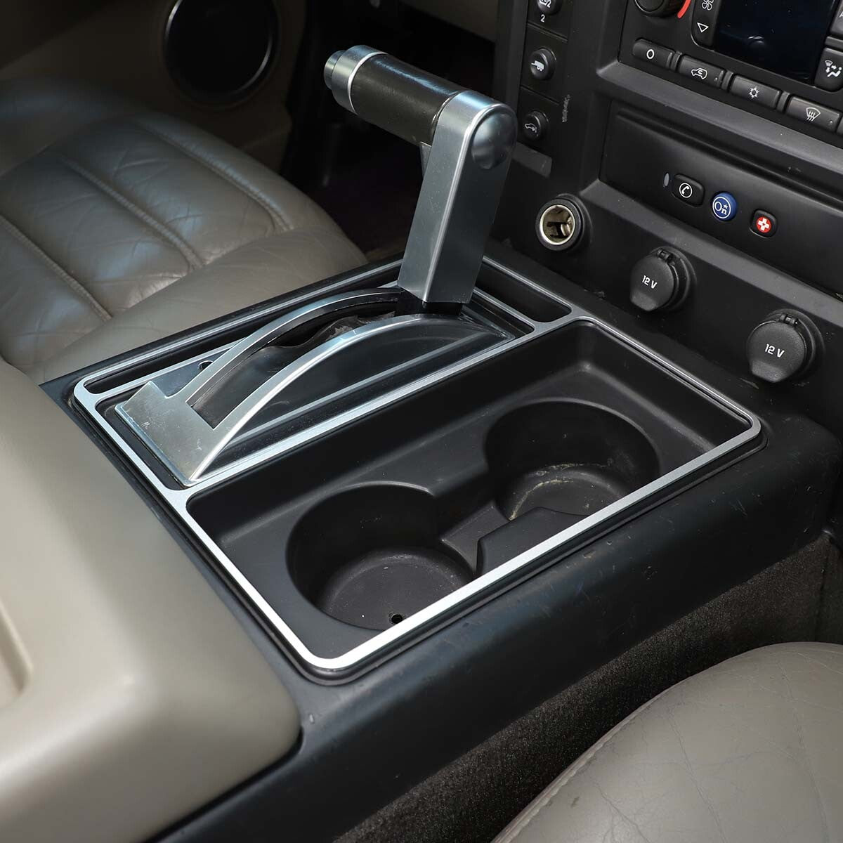 Silver Alloy Heightened Cup Holder Panel Trim Decorate Cover For Hummre H2 03-07 5