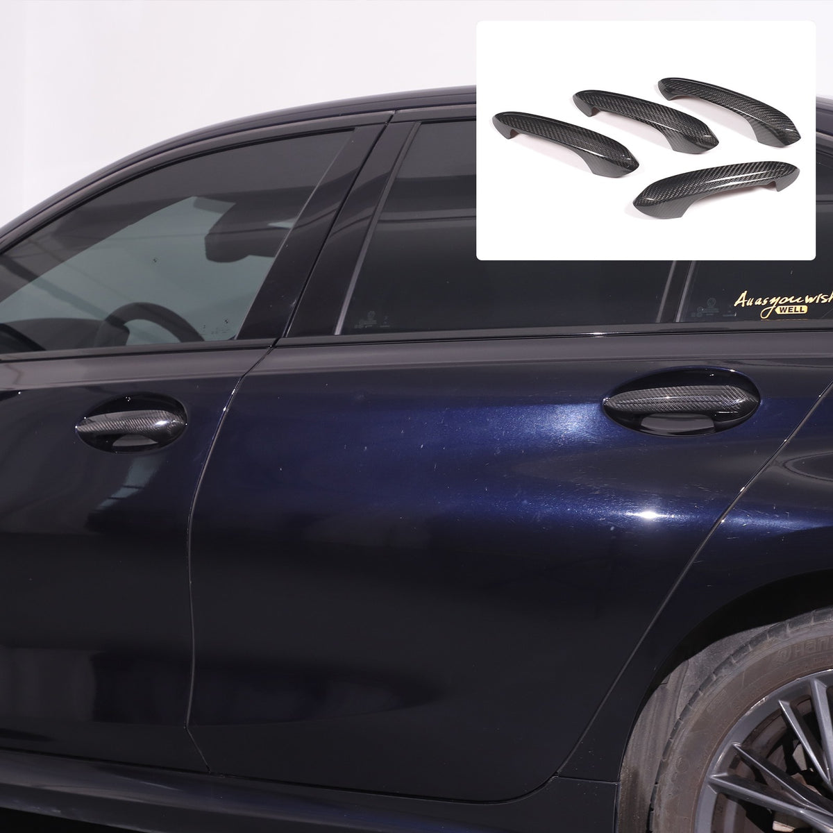 Real Carbon Fiber Exterior Outer Door Handle Trim For BMW 3 Series G20 20-22 19
