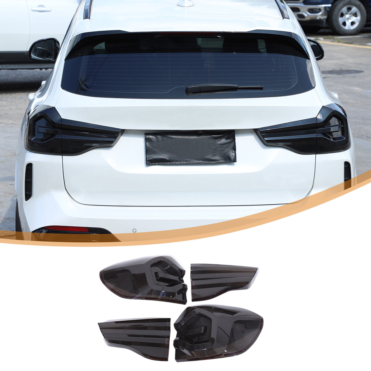 Smoked Black Rear Tail Light Guard Decor Cover Trim Bezels For BMW X3 G01 22-24 2