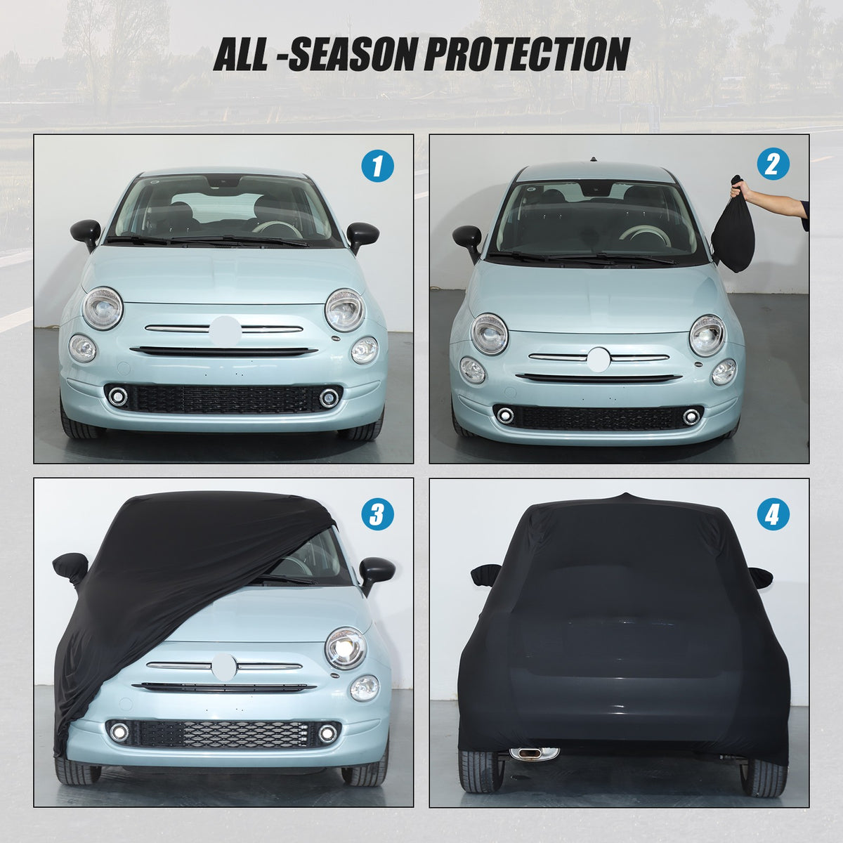 Car Protection Cover Waterproof Sun UV Snow Resistant For Fiat 500 2010-2022 US 12