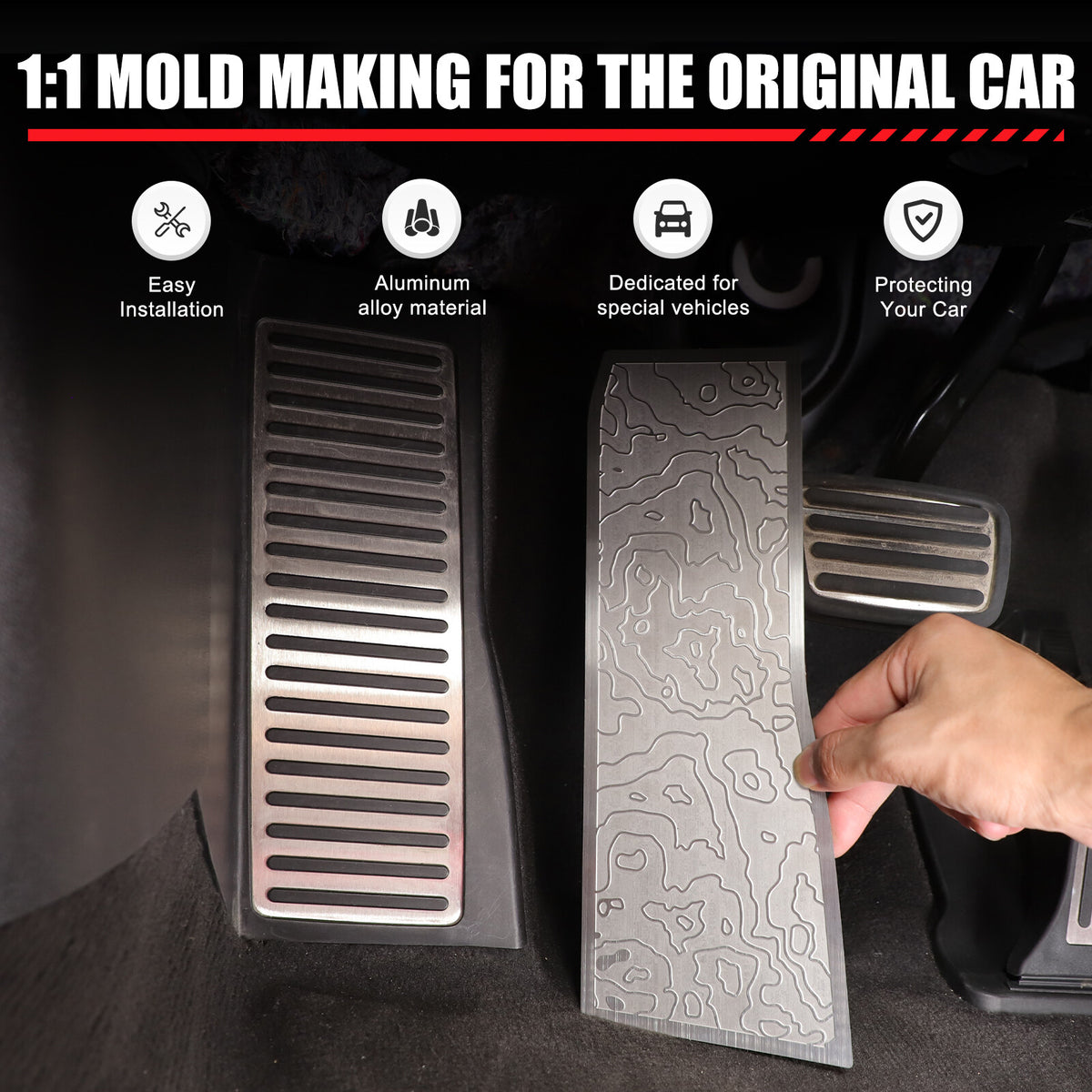 Silver Stainless Steel Left Foot Rest Pedal for Corvette C8 2020+ 6
