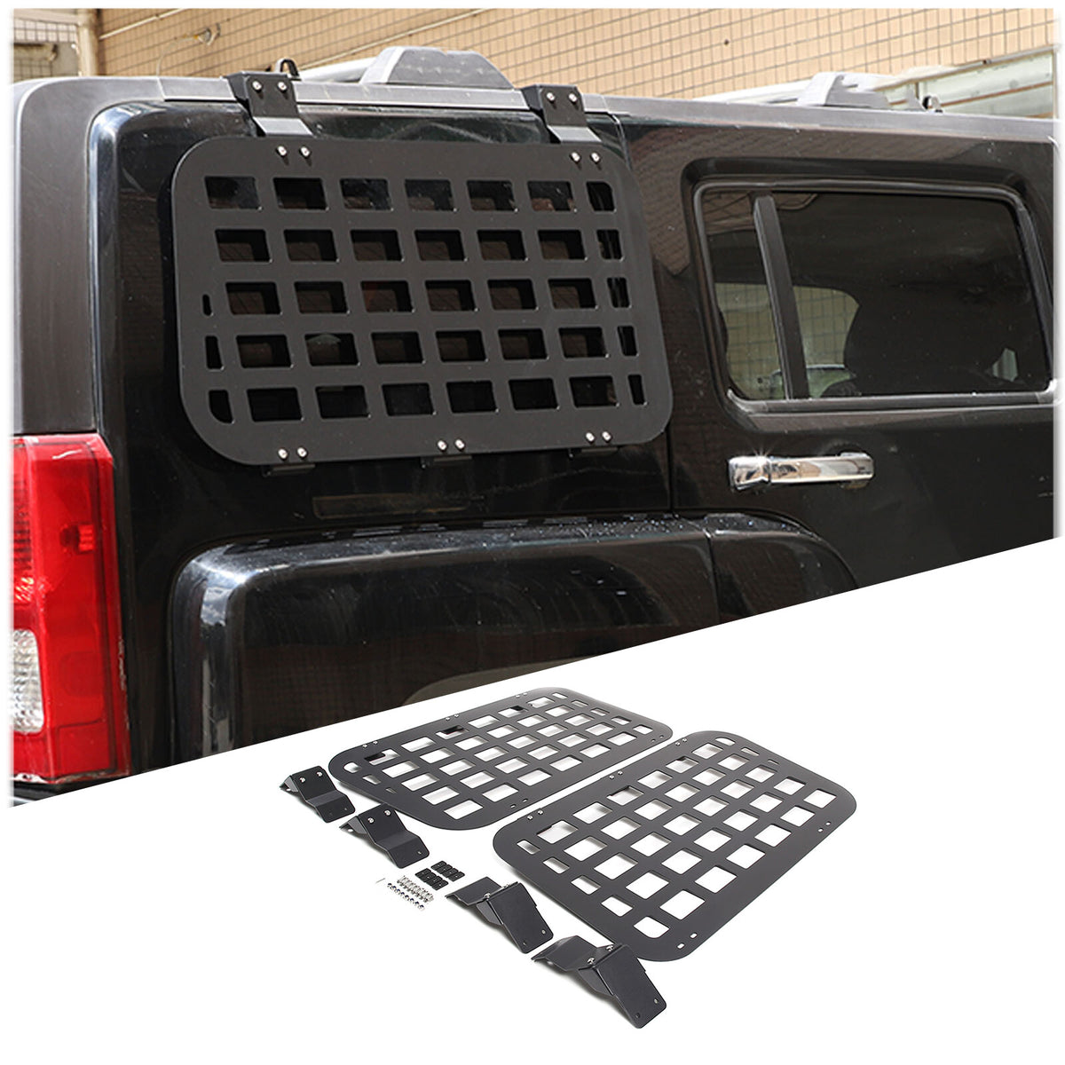 Rear Outer Side Window MOLLE Storage Flank Panel Bracket For Hummer H3 2005-2009 21