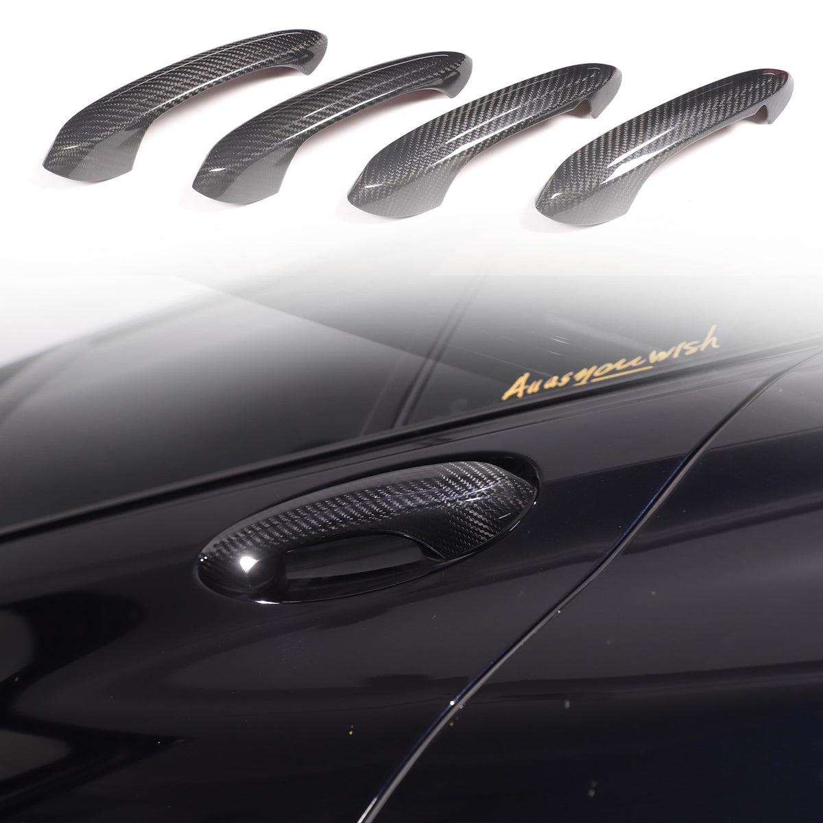 Real Carbon Fiber Exterior Outer Door Handle Trim For BMW 3 Series G20 20-22 1
