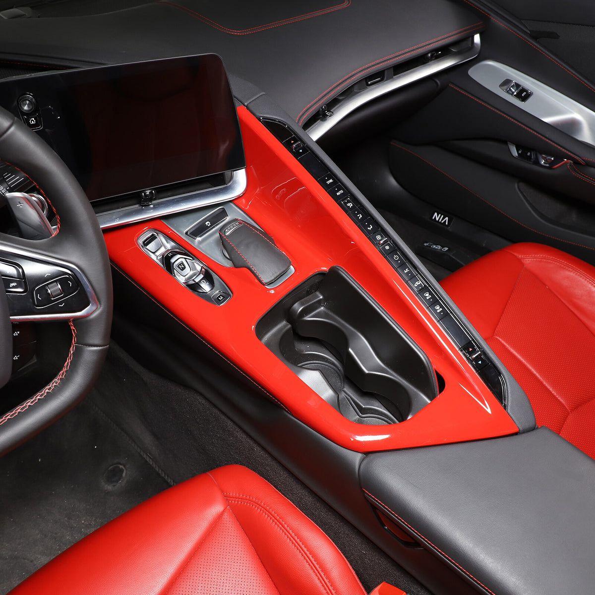 Red Full Interior Set Dash Panel Decor Cover Trim Kit For Corvette C8 2020-25 - Variants 11-15 65