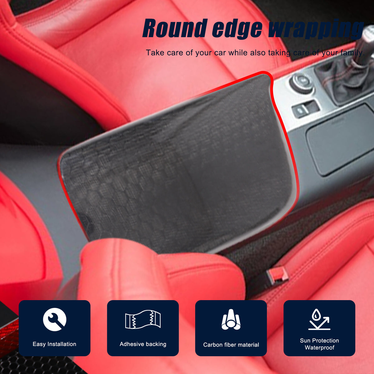 Honeycomb Carbon Fiber Center Console Armrest Box Cover For Corvette C7 2014-19 8