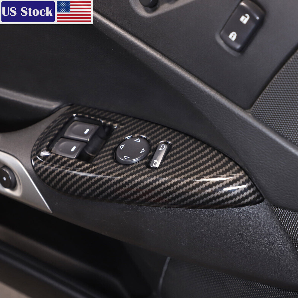 Carbon Fiber ABS Door Window Lift Button Trim Frame Set For Corvette C6 05-13 US 8
