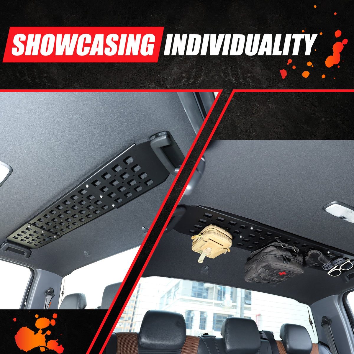 Alloy Rear Roof Hanging Storage Rack Molle Panel For Ford Ranger T6 2015-2021 16