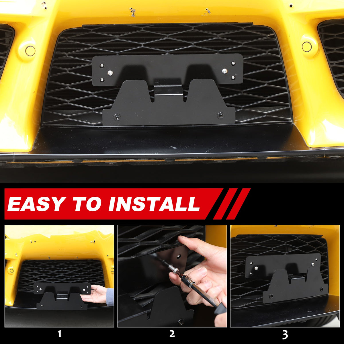 Carbon Steel Front Grille License Plate Bracket For Toyota Supra A90 2019+ US 6