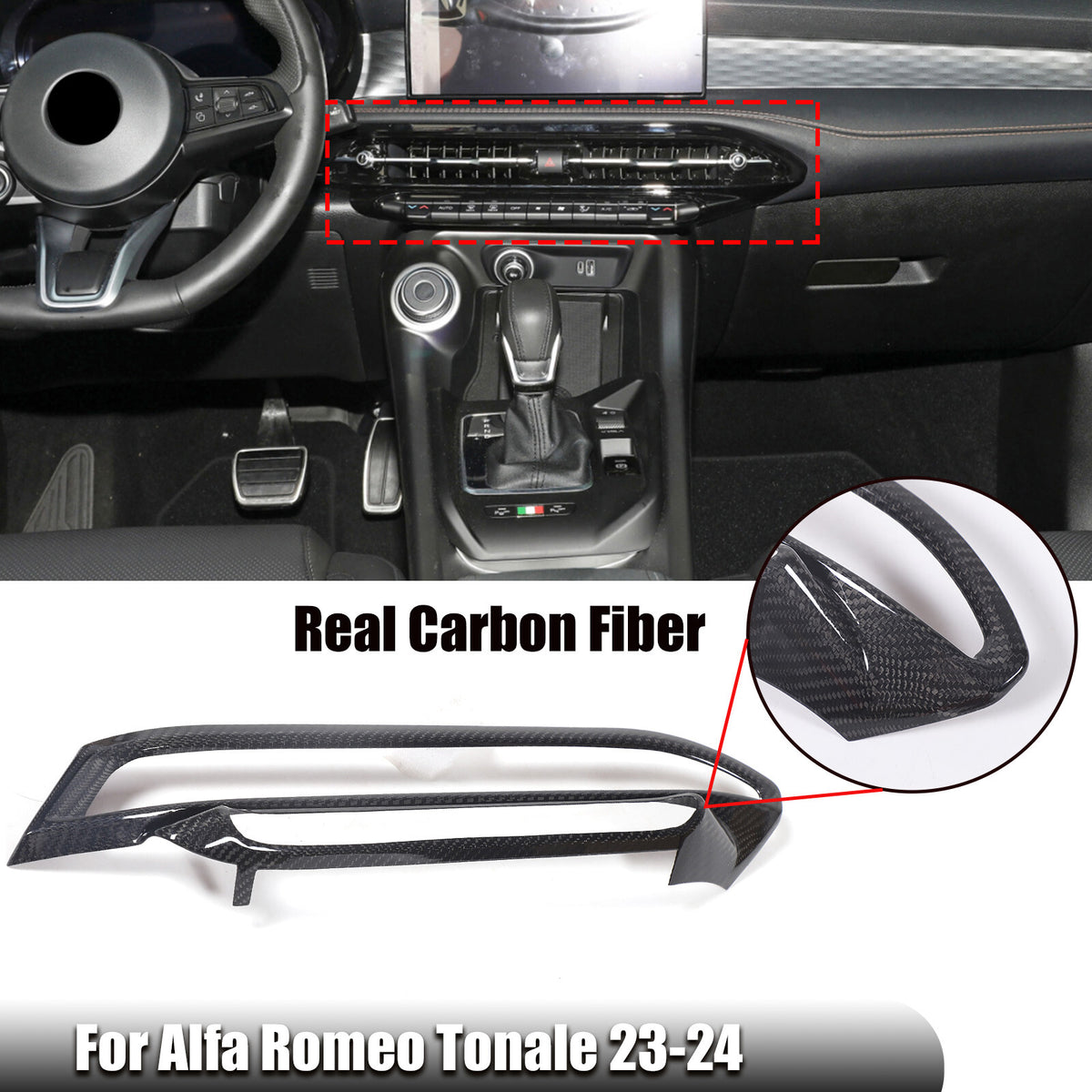 Real Dry Carbon Fiber Interior Center Console trim Kit For Alfa Romeo Tonale 23+ - Variants 1-5 36