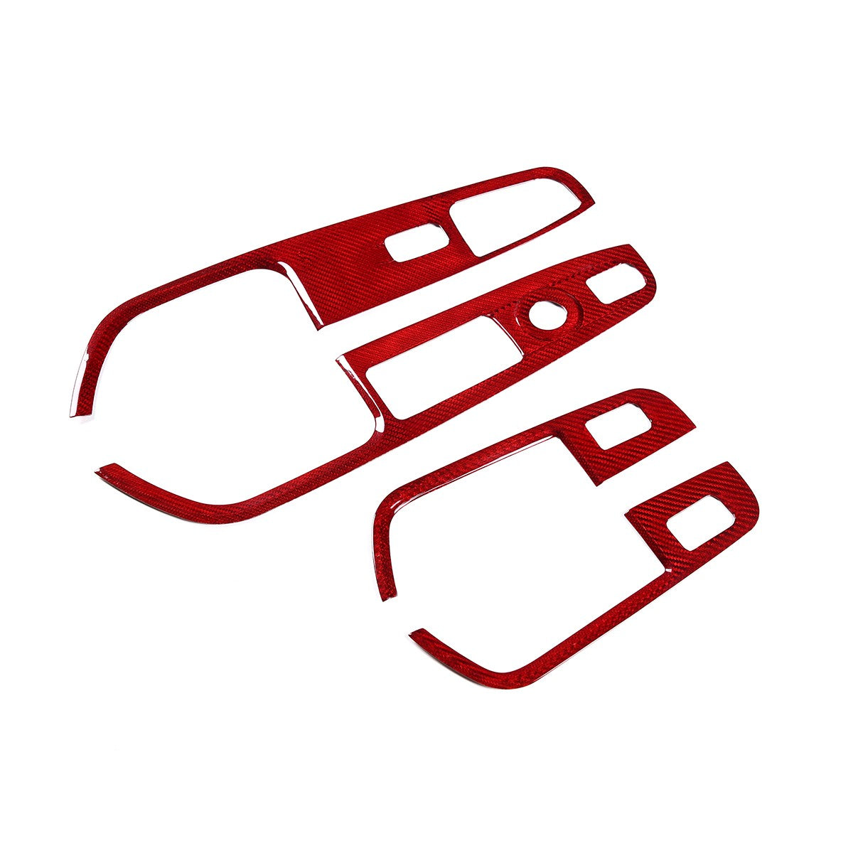 Red Real Carbon Fiber WindowLift Switch Panel Trim For Alfa Romeo Stelvio 17-20 3