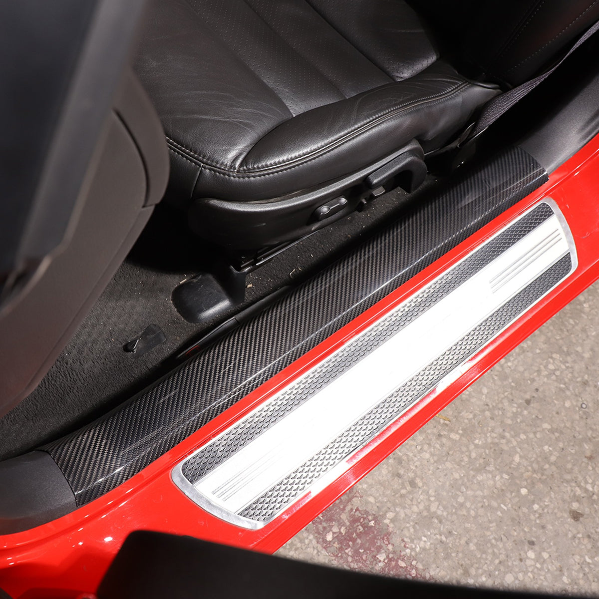 Real Carbon Fiber Built In Scuff Door Sill Bar Plate For Corvette C6 2005-13 5
