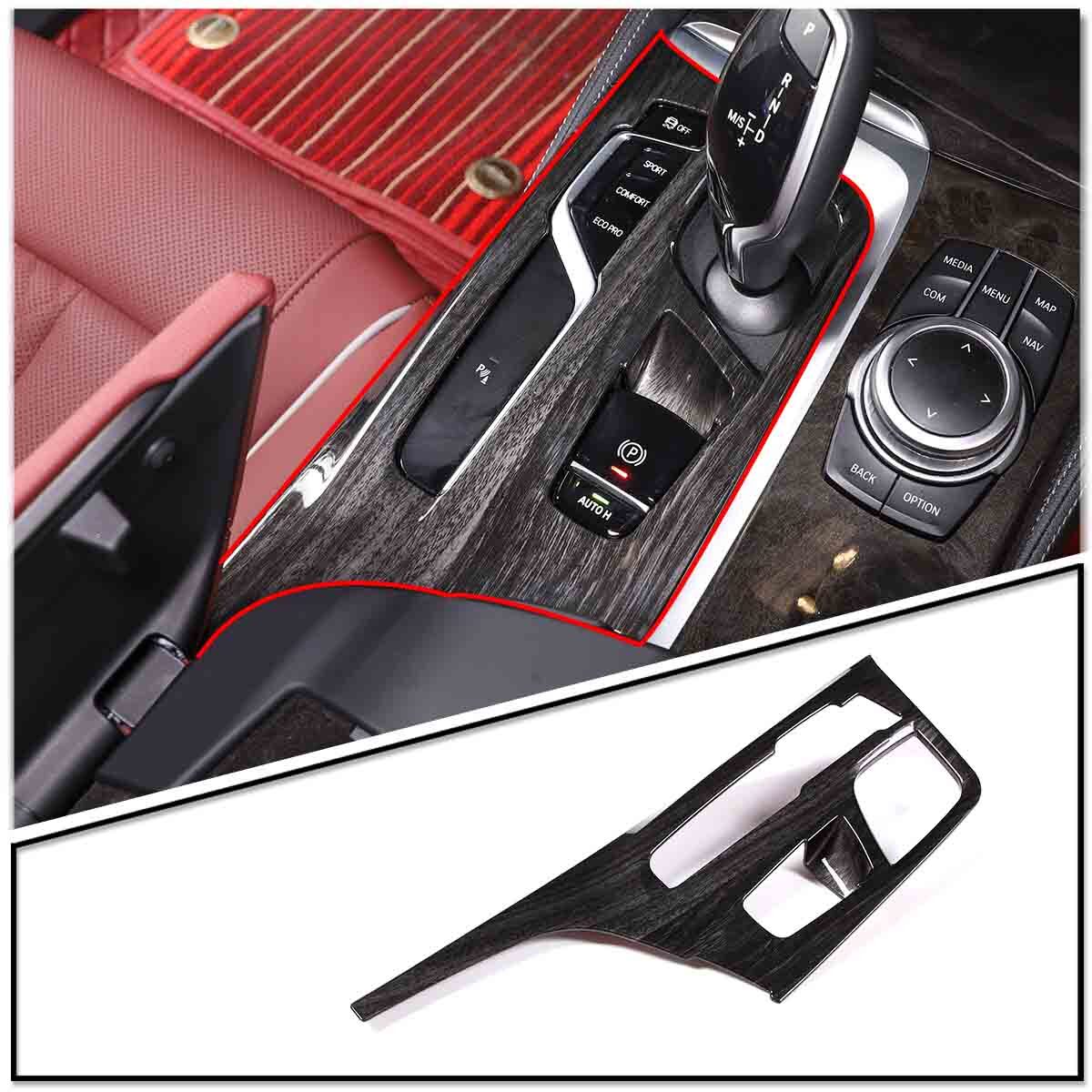 Black Wood Grain Gear Shift Panel Cover Trim for BMW 5 Series G30 2018-2022 3