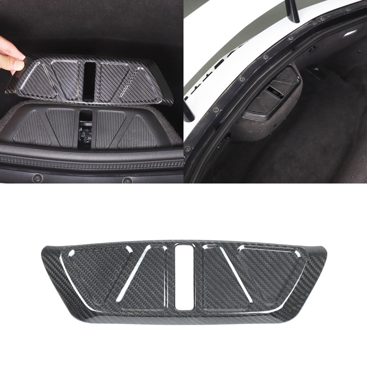 Real Carbon Fiber Trunk Lock Base Cover Trim For Corvette C8 Coupe 2020+ 3