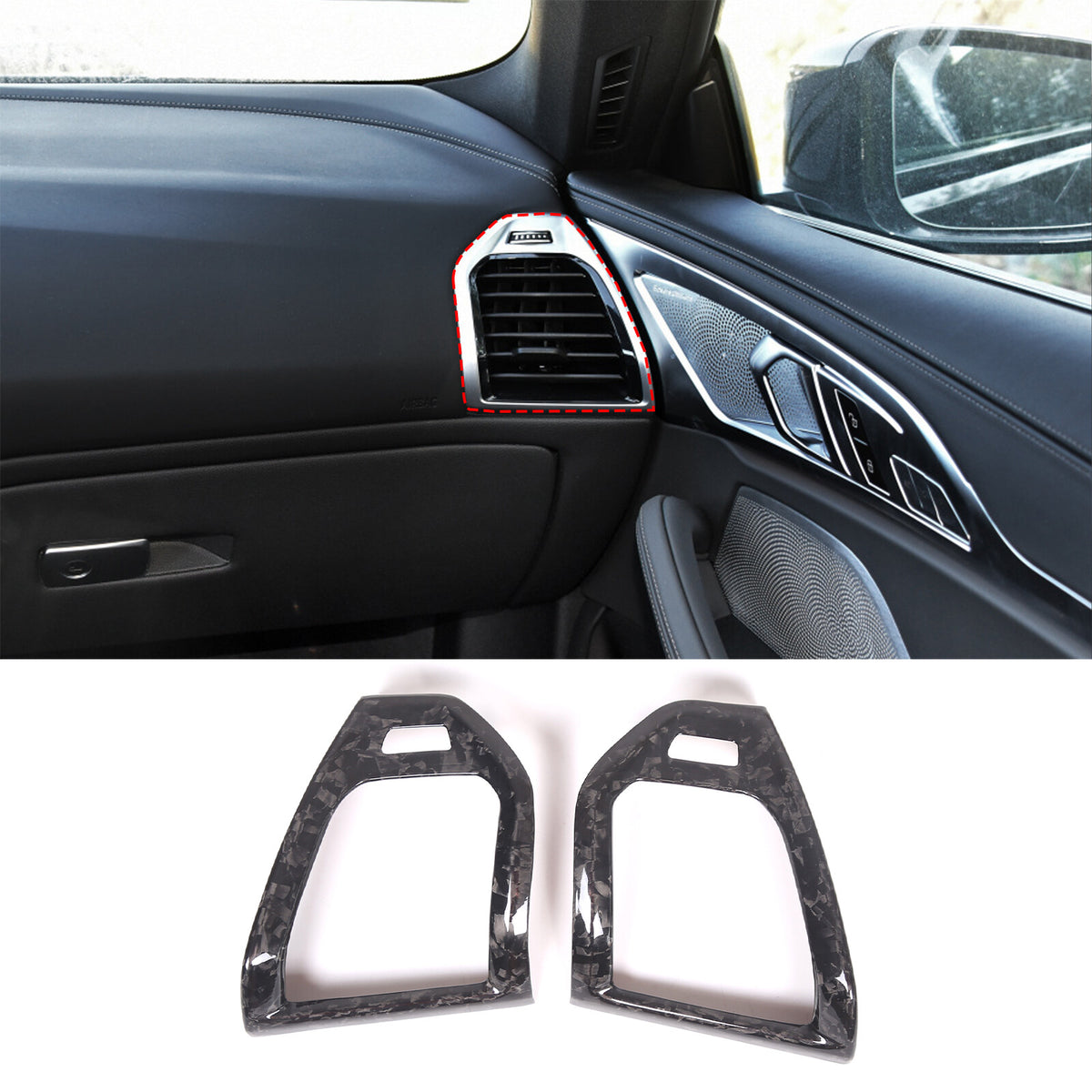 Forged Real Carbon Fiber Dashboard Side Air Vent Cover For BMW 8 Series 19-22 2