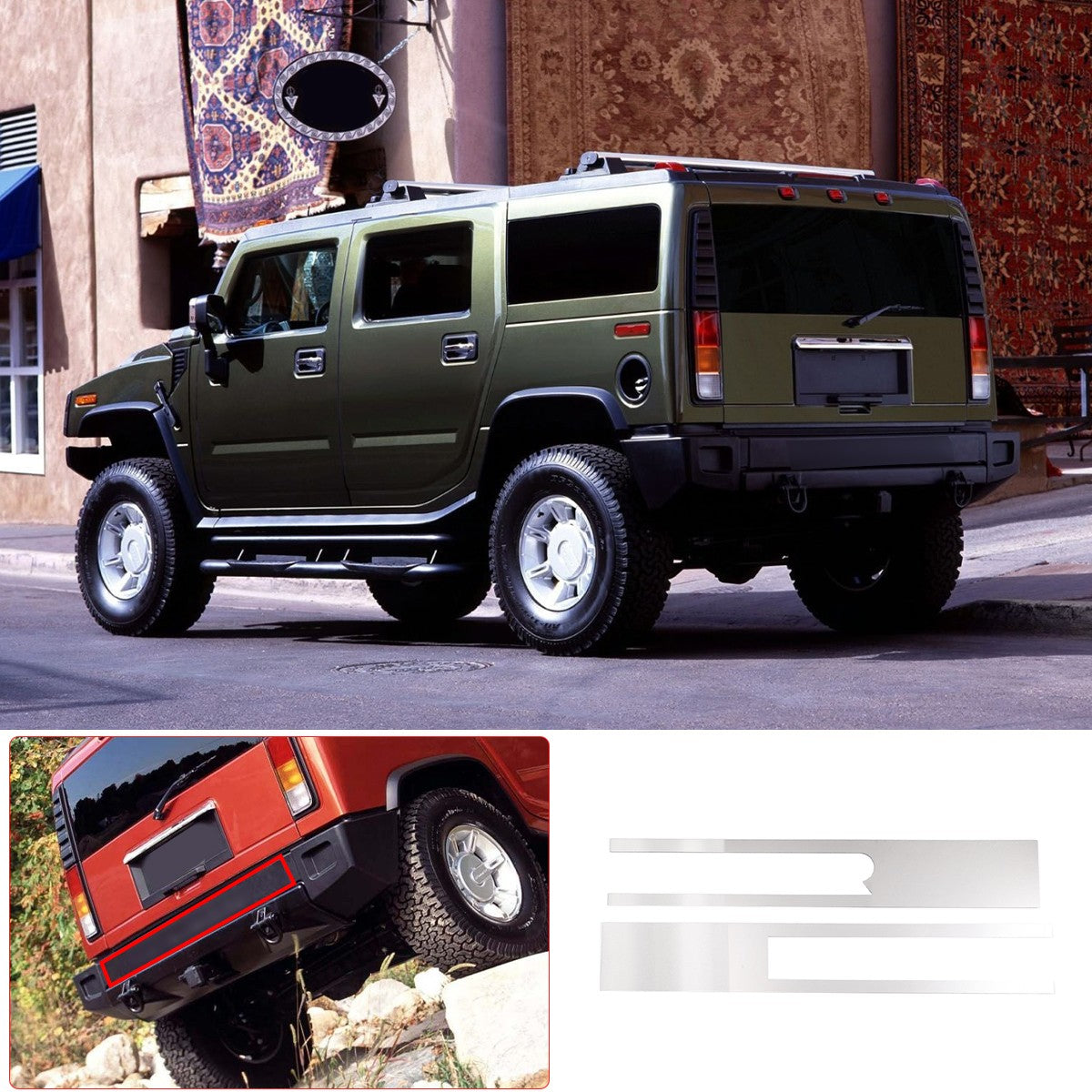 Rear Bumper Panel Trim For Hummer H2 2003-2009 (Without Spare Tire Style) 12