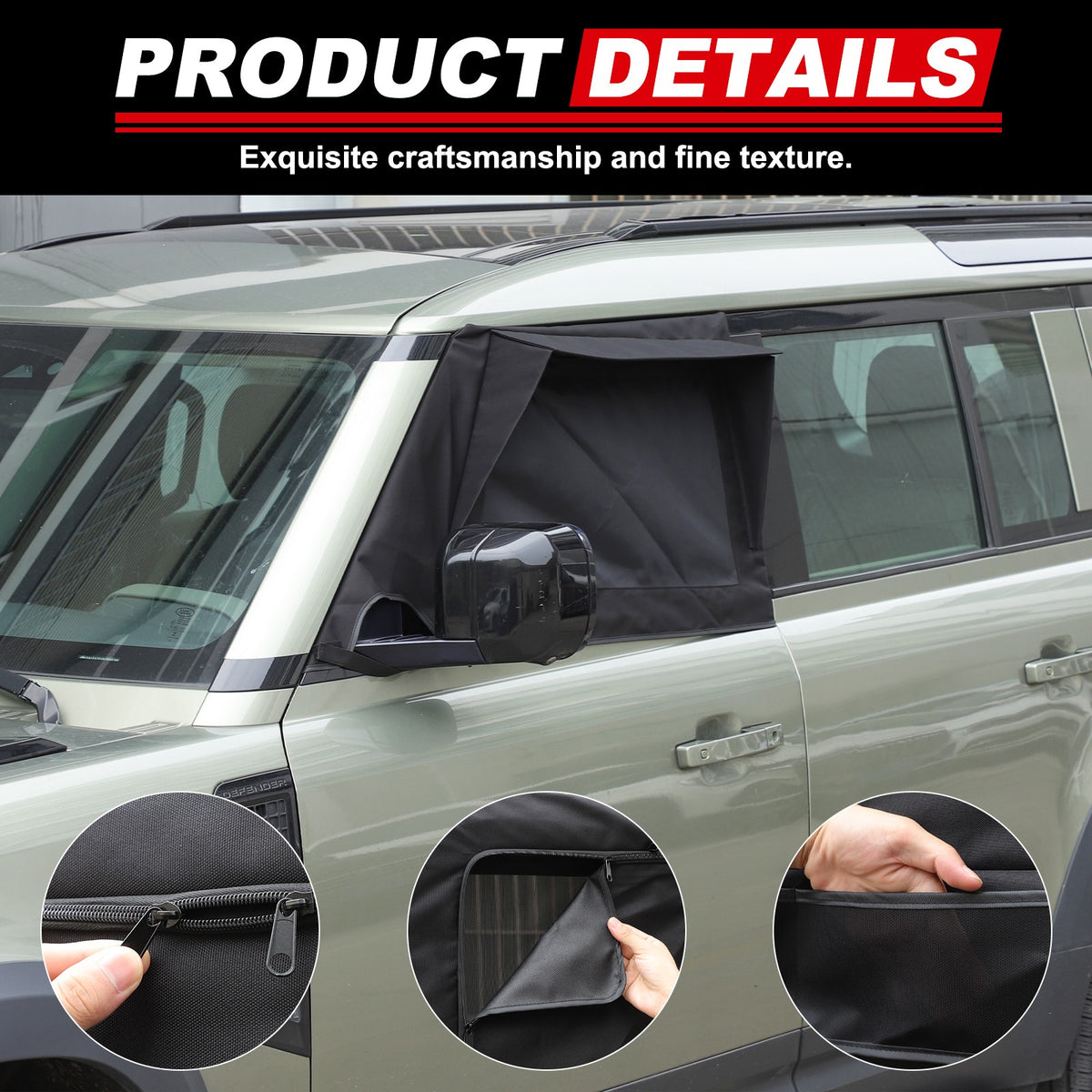 Block Shades Front Car Door Window Cover Sun Protection For LR Defender 2020+ 1