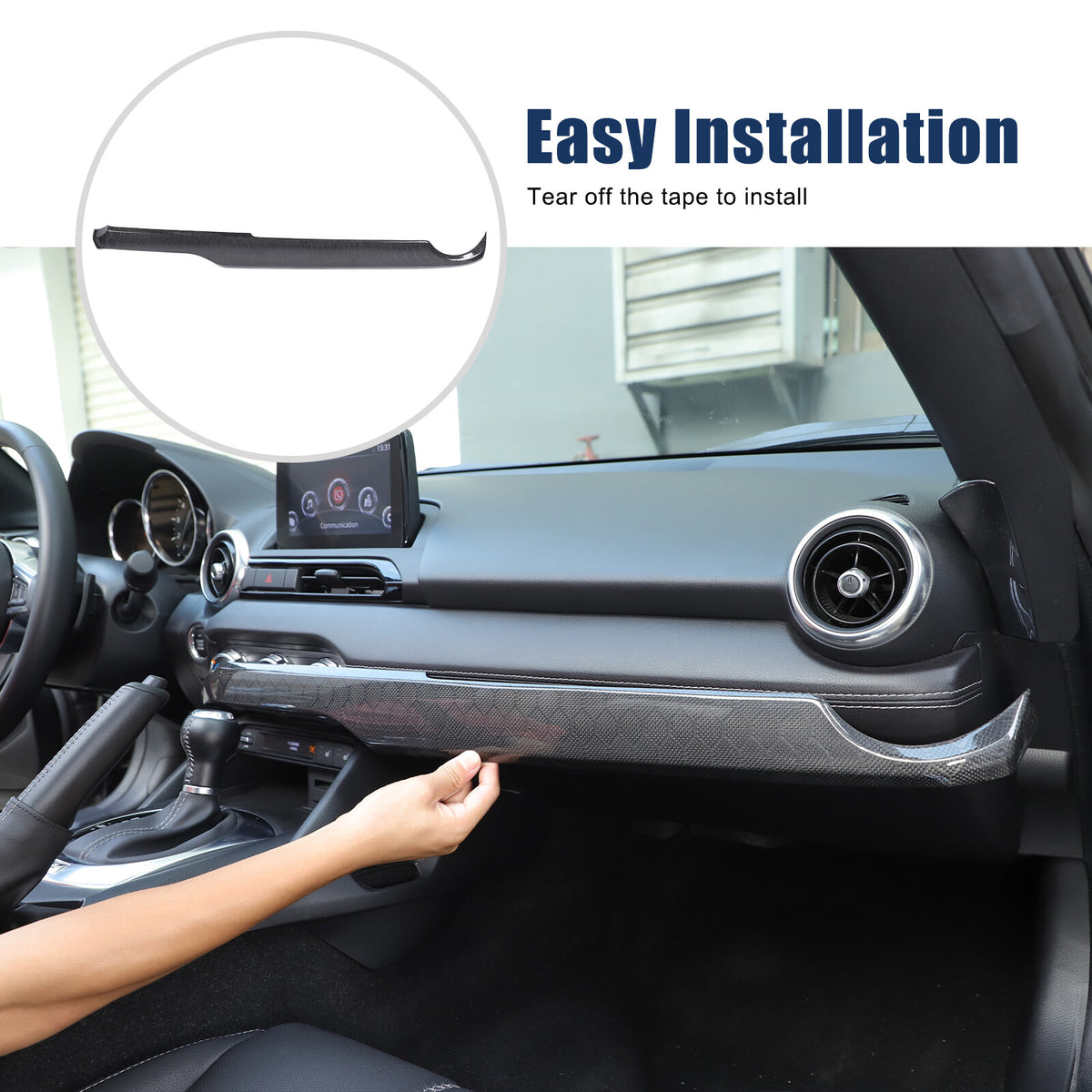 Honeycomb Carbon Fiber Interior Console Panel Trim For Mazda MX-5 Miata 2016-23 3