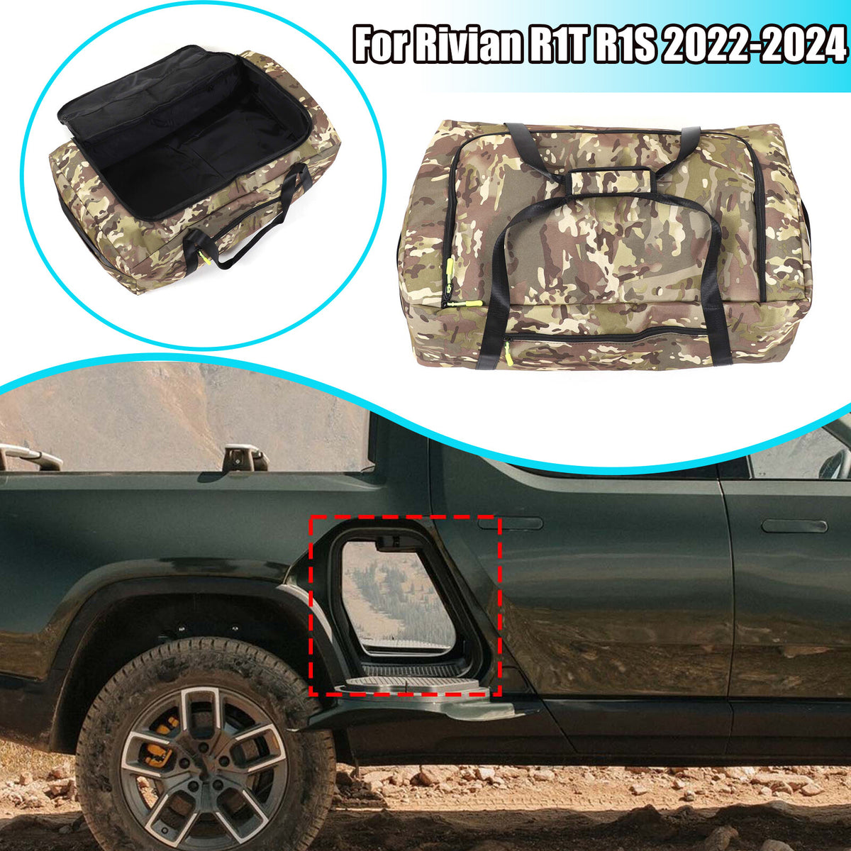 Rear Gear Tunnel Storage Bag For Rivian R1T R1S 2022-2024 1