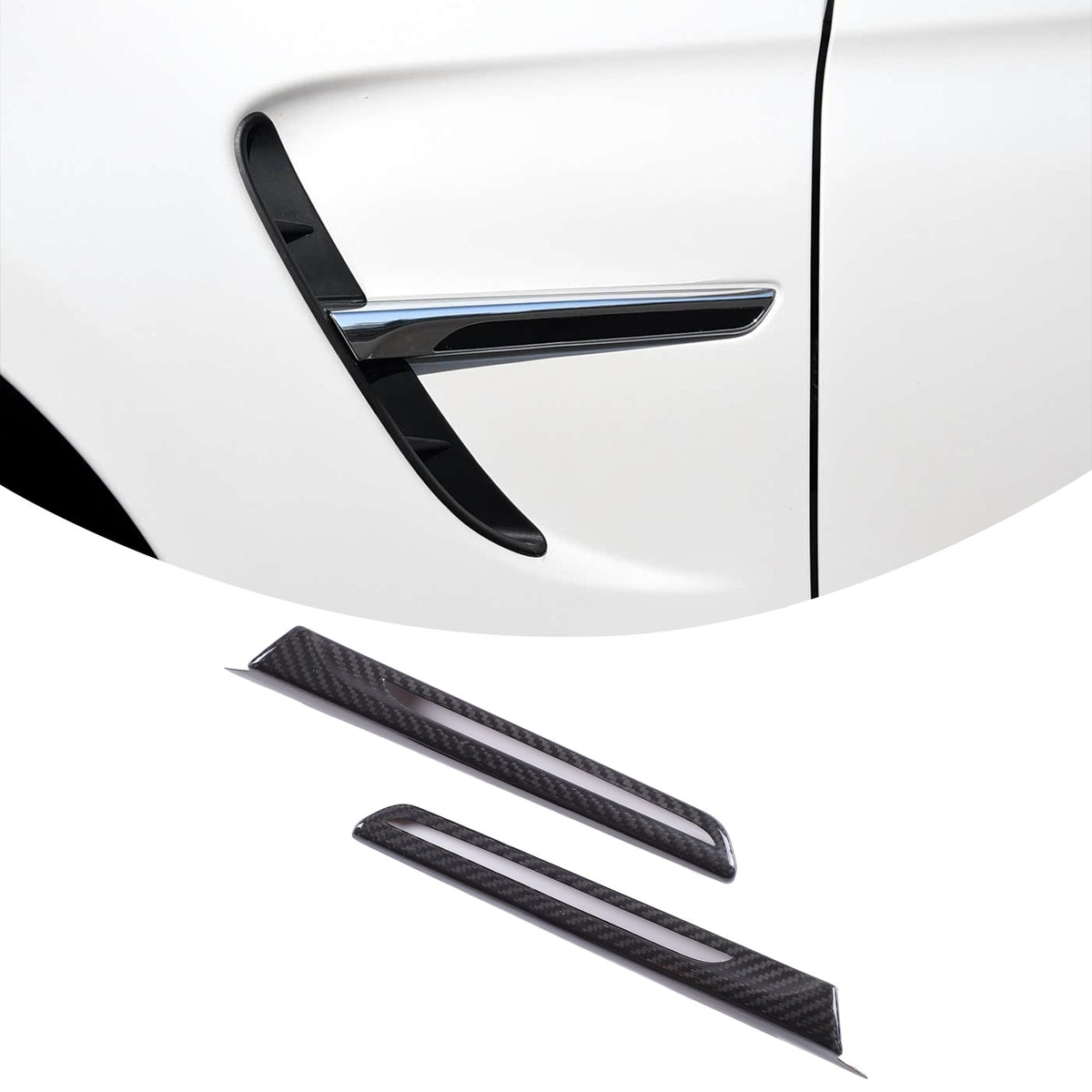 Real Carbon Fiber Exterior Side Fender Trim With Hole For BMW M3 F80 2014-2018 6