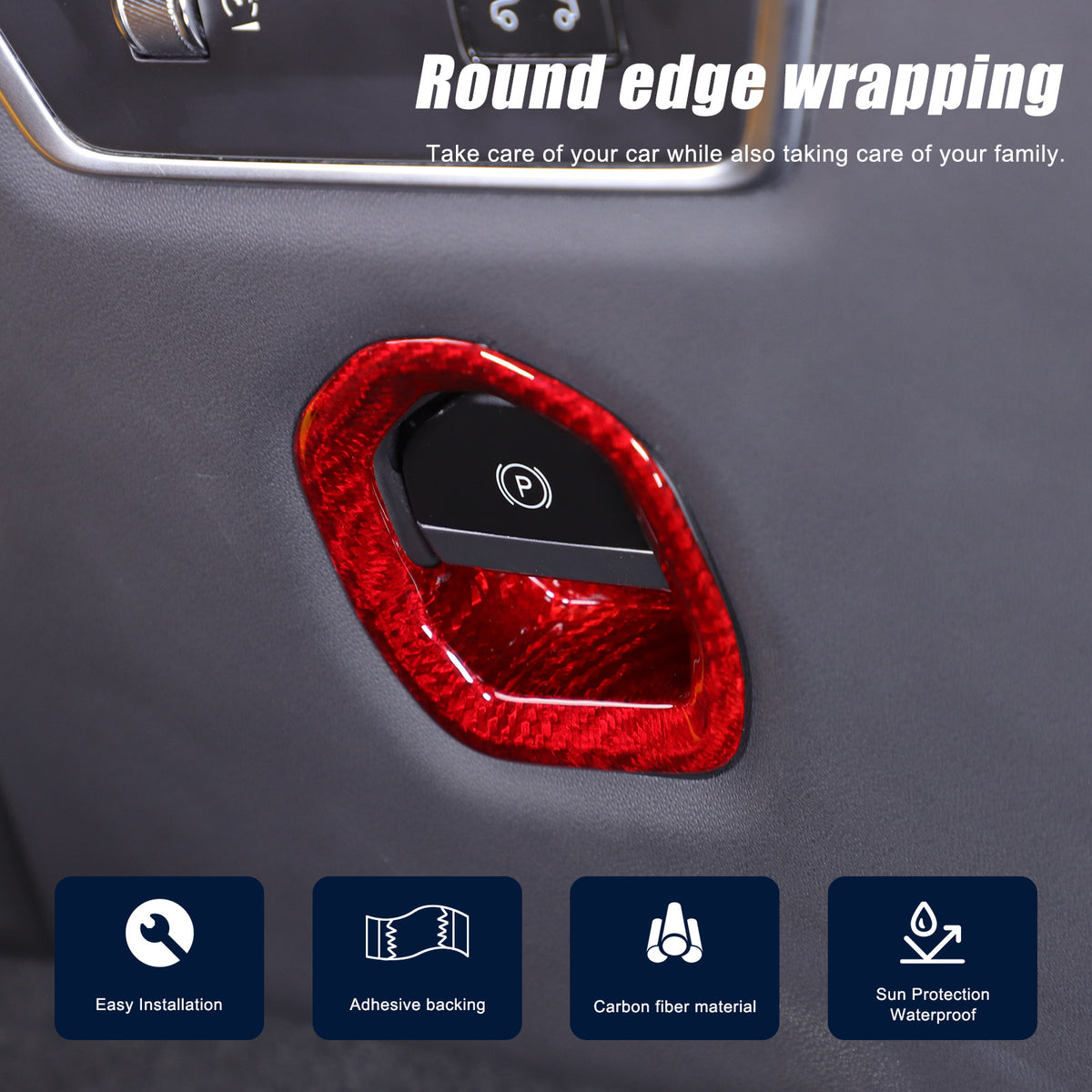 Red Real Carbon Electronic Handbrake Switch Cover Trim for Lotus EMIRA 21-25 16
