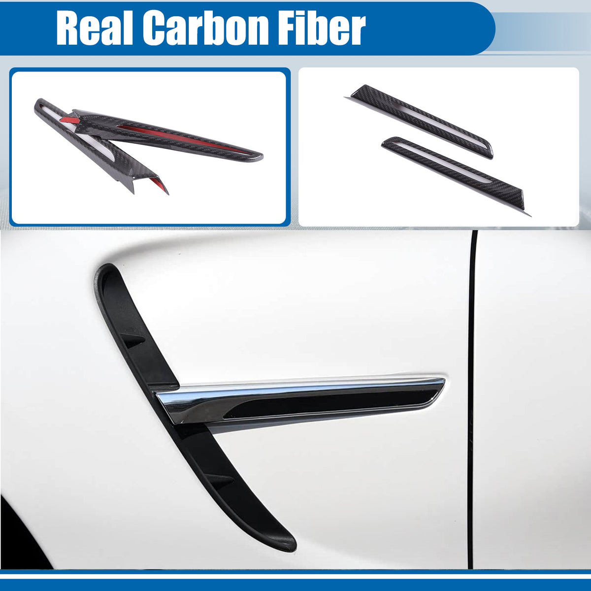 Real Carbon Fiber Exterior Side Fender Trim With Hole For BMW M3 F80 2014-2018 1
