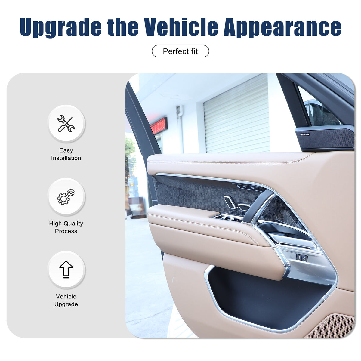 Honeycomb Carbon Fiber Interior Door Panel Trim For LR Range Rover Vogue L460 18