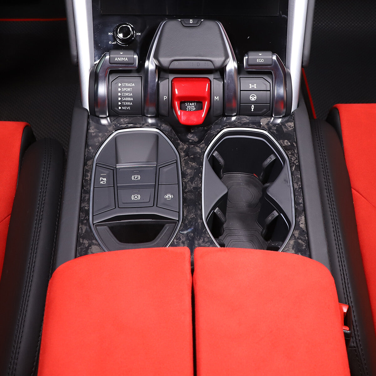 Forged Carbon Fiber Water Cup Holder Frame Cover Trim For Lamborghini URUS 18-23 3