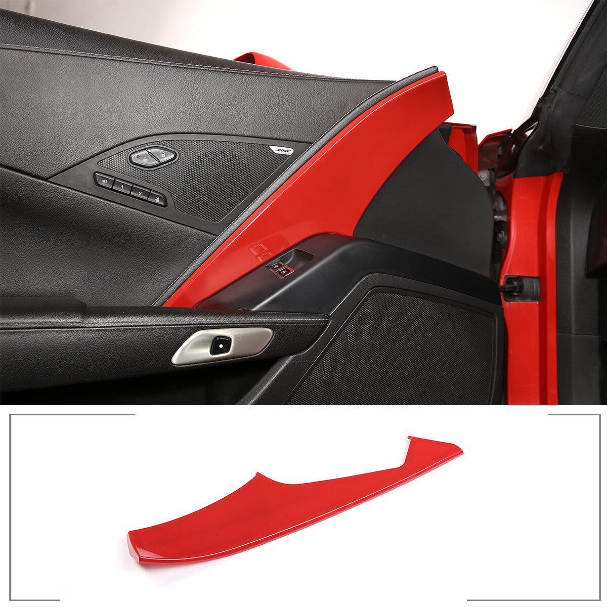 Sports Red ABS Interior Decoration Cover Trim Kit For Corvette C7 2014-19 - Styles 1-5 32