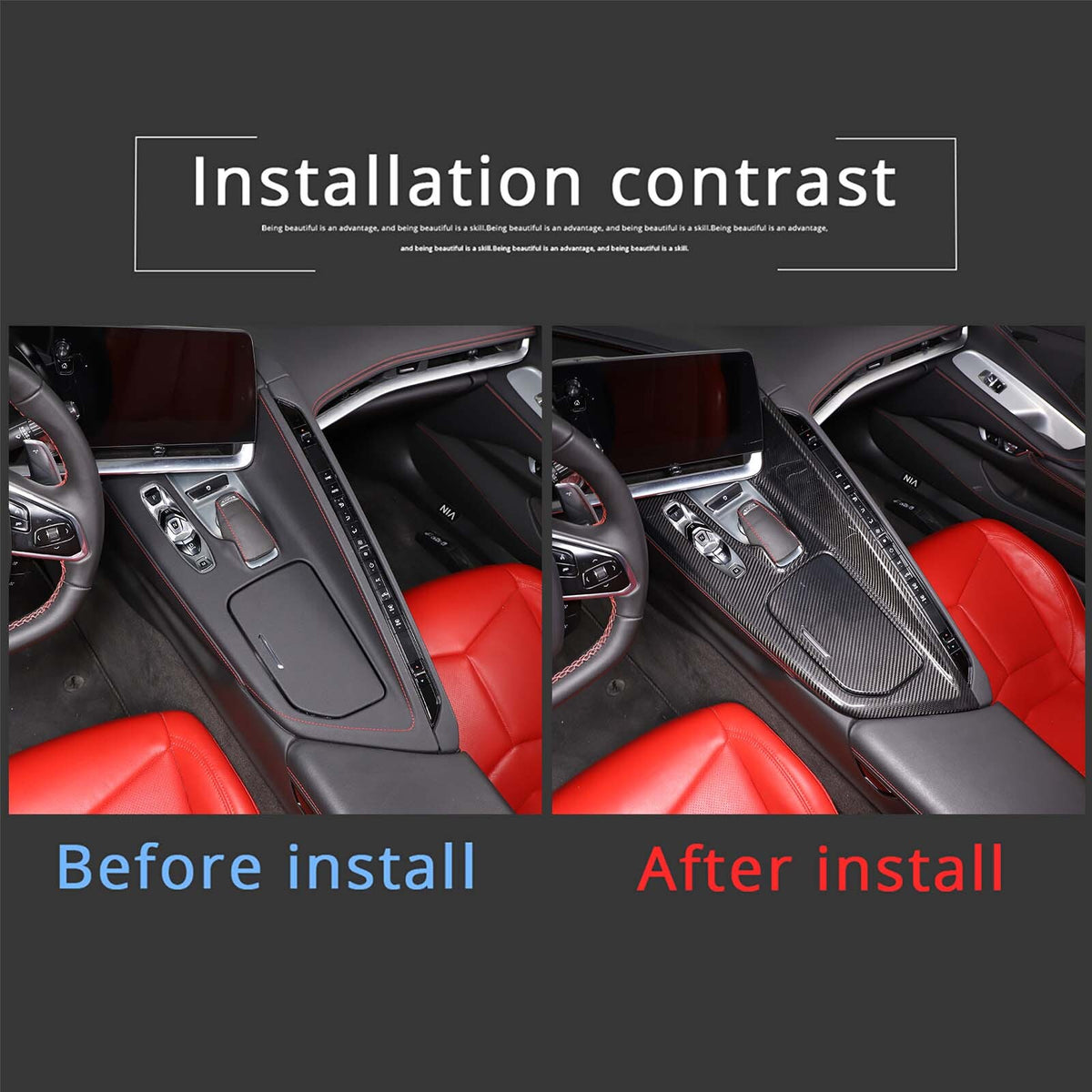 Real Dry Carbon Fiber Interior Center Console Trim Cover For 2020-25 Corvette C8 6