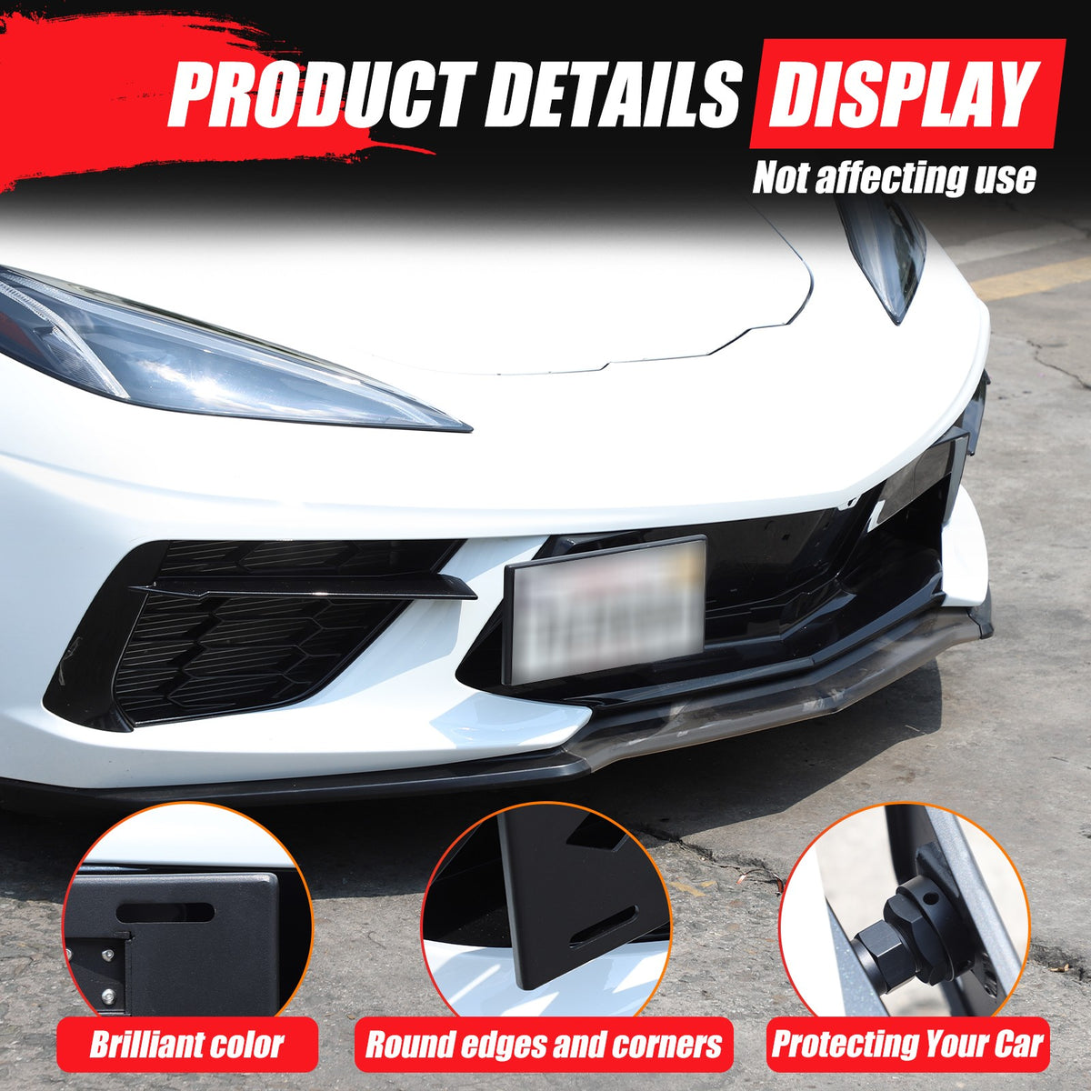 Front License Plate Side Mount Bracket US Version For Corvette C8 2020+ 10