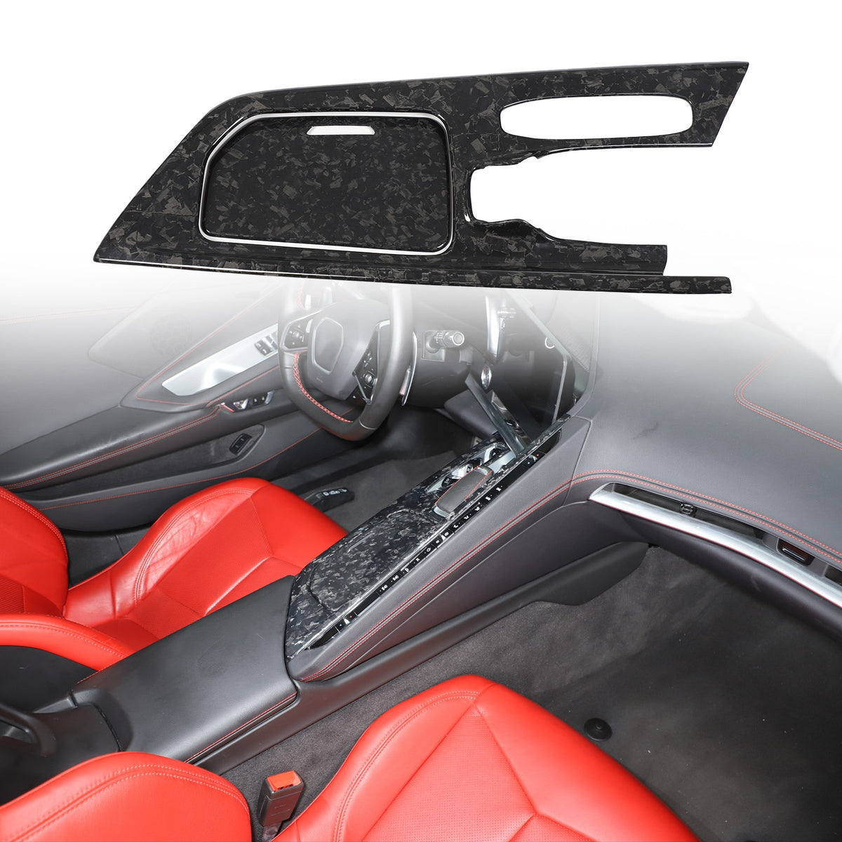Forged Real Carbon Fiber Center Gear Shift Panel Trim For Corvette C8 2020+ 19