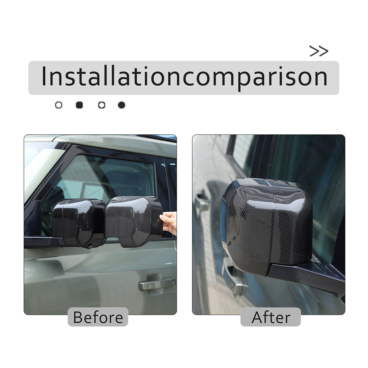Real Carbon Fiber Rearview Mirror Cover Trim For Land Rover Defender L663 20-25 12