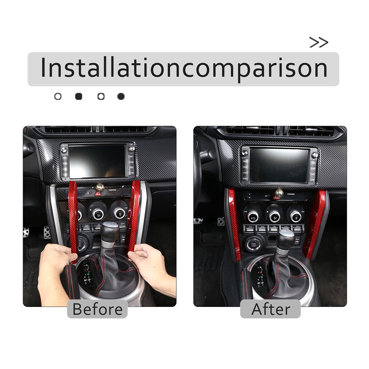 Red Carbon Fiber Center Control Side Panel Trim For Subaru BRZ Scion FR-S 12-20 9