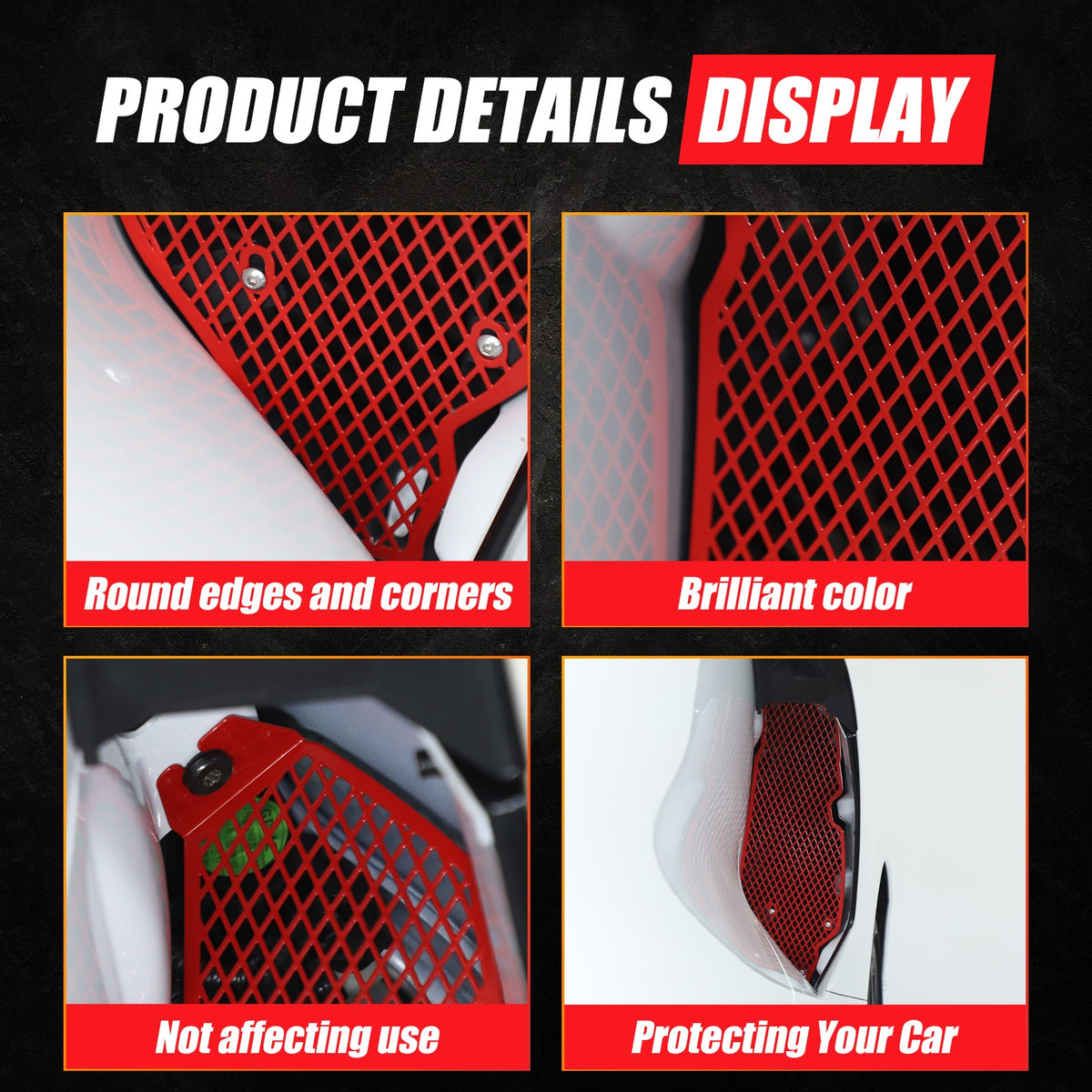 Red Steel Side Intake Mesh Grille Insert Guard For Corvette C8 2020-2026 8