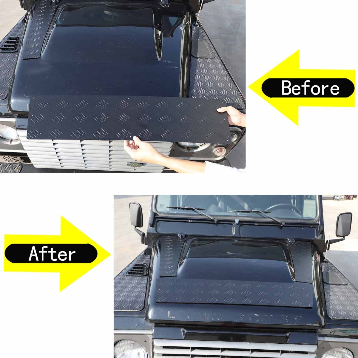 Black Alloy Front Hood Protection Plate Trim For LR Defender L316 2004-2018 10