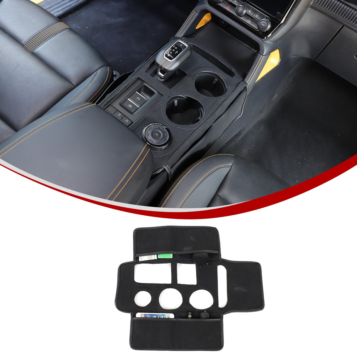Suede Cloth Center Console Gear Shift Trim Cover For Ford Ranger T9 2023+ 18