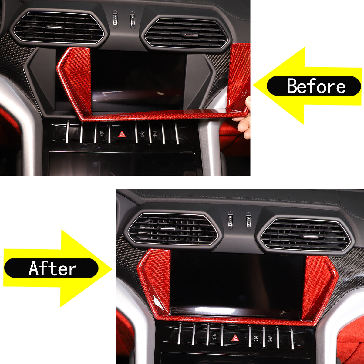 Red Carbon Display Navigation Screen Trim CoverFor Lamborghini URUS 2018-23 12