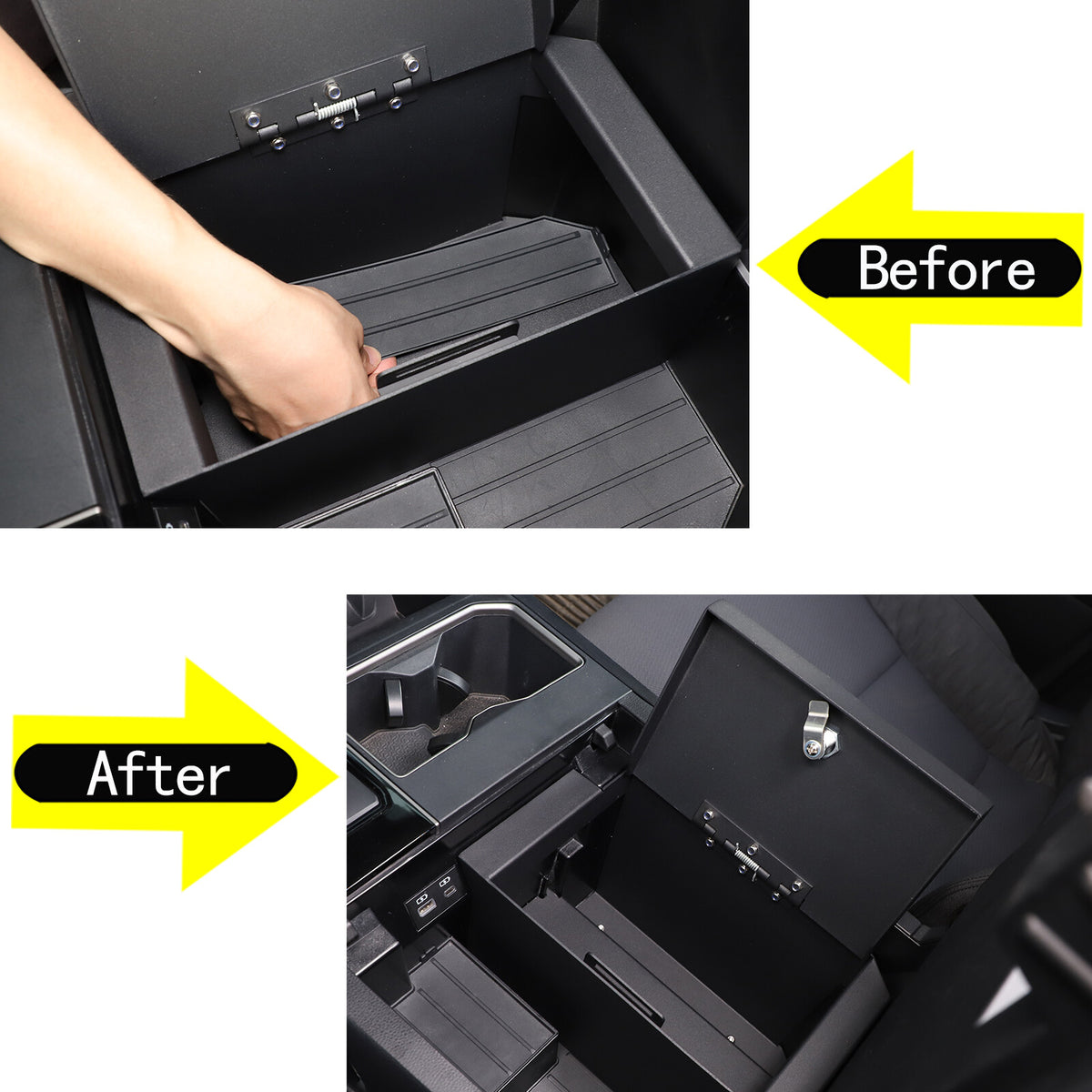 Center Console Safe Storage Box with Keys & Tray for Toyota Tundra 2022+ US 6