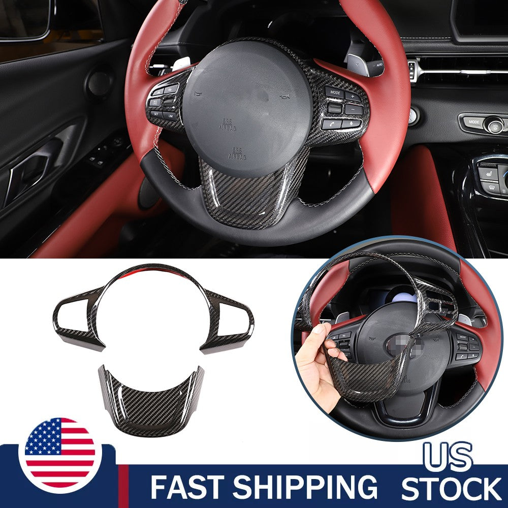 Real Carbon Fiber Interior Steering Wheel Cover Trim for Toyota Supra 2019-24 US 1