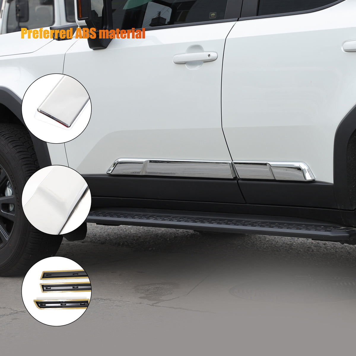 Silver Body Side Door Mouldings Cover Trim For Toyota Land Cruiser LC250 24+ 19