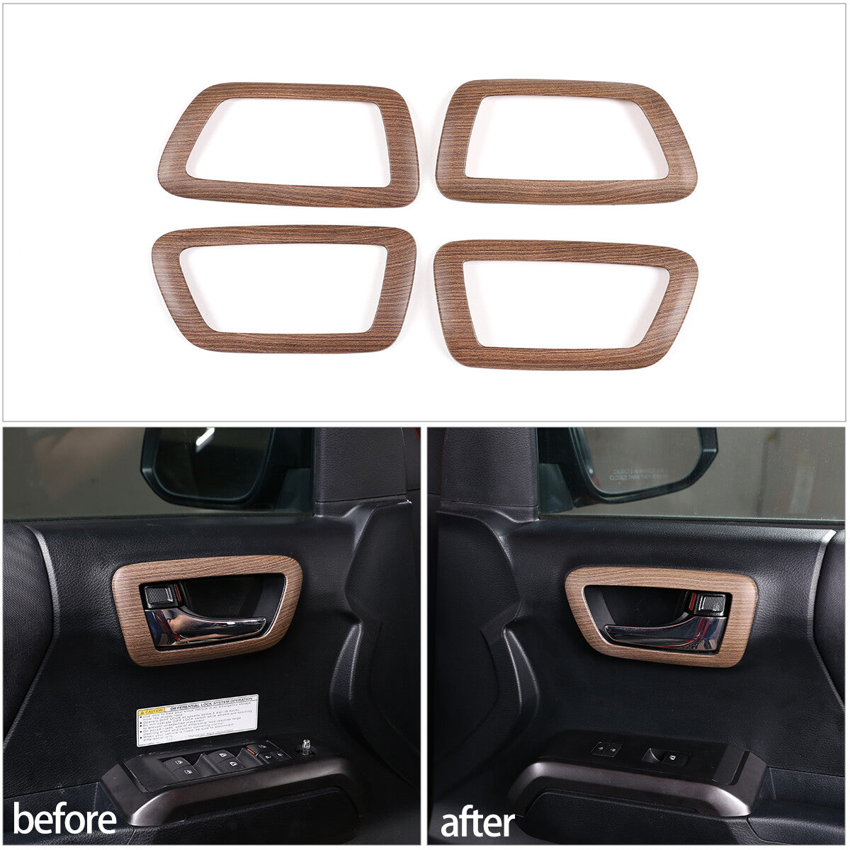 Wood Grain Interior Center Console Cover Trim For Toyota Tacoma 2016-2023 28