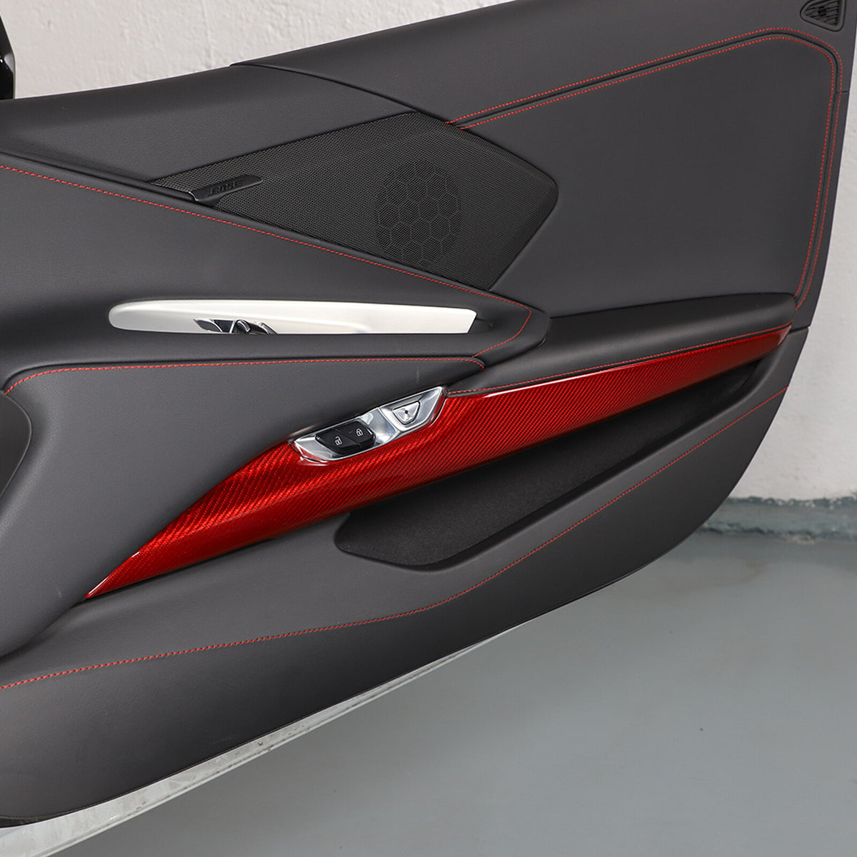 Red Real Carbon Fiber Full Interior Set Decor Trim Kit for Corvette C8 20-25 - Styles 41-45 45