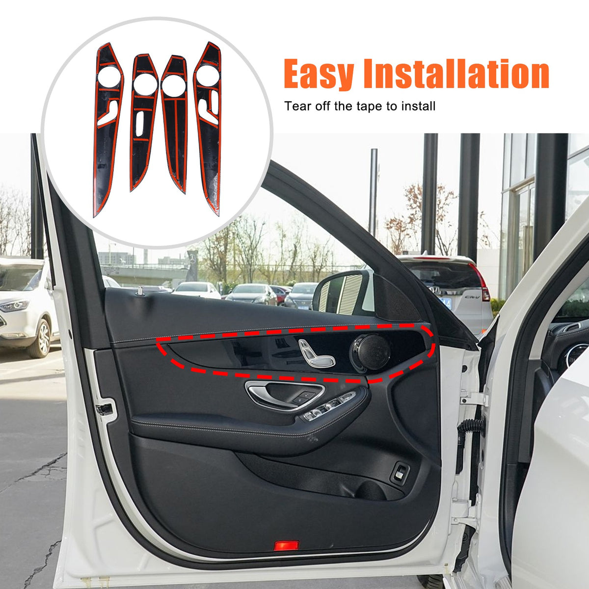 ABS Carbon Fiber Interior Door Panel Trim Cover For Benz C-Class W205 2015-21 US 21