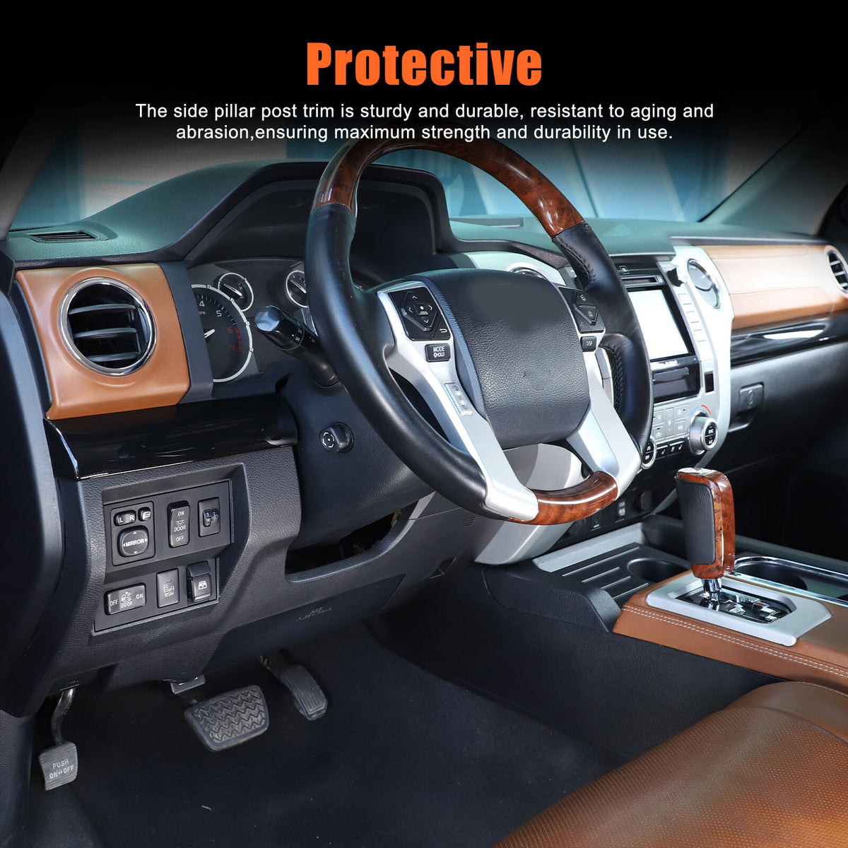 Glossy Black ABS Dashboard Cover Strip Trim For Toyota Tundra 2014-2021 13